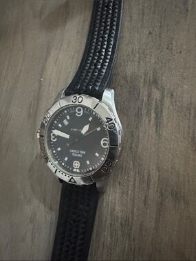Swiss Military Men's Black Dial Stainless Steel Watch